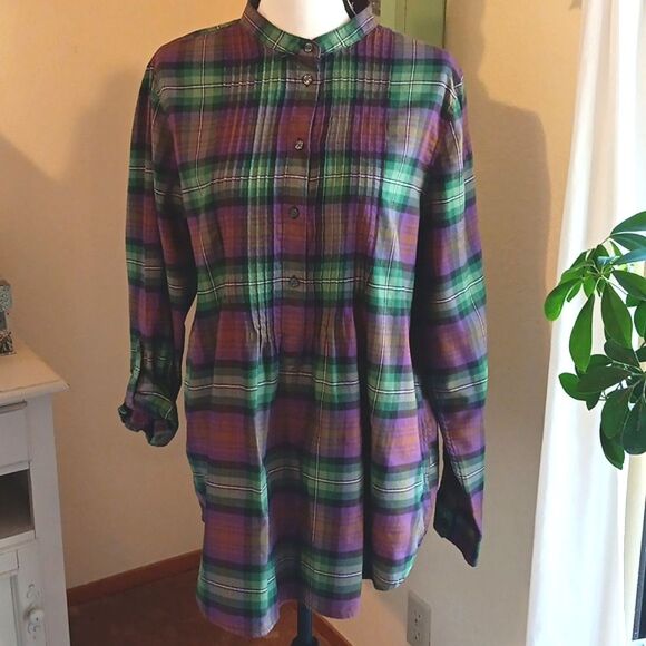 Lands' End Multicolor Plaid Shirt .Outdoor, Beachy. Normcore - Picture 1 of 11